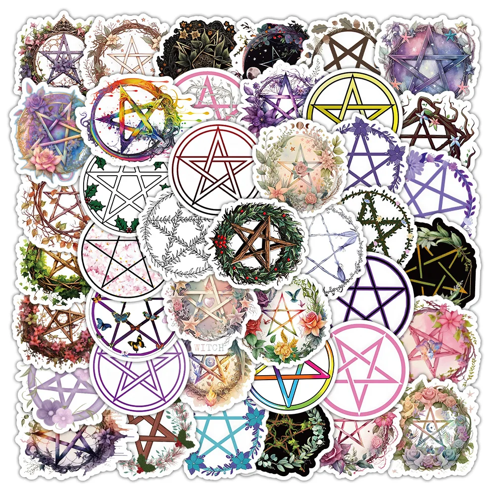 

10/50PCS Pentagram Stickers Pentagram Wiccan witch Graffiti Stickers DIY Phone Guitar Laptop Cup Suitcase Waterproof Sticker