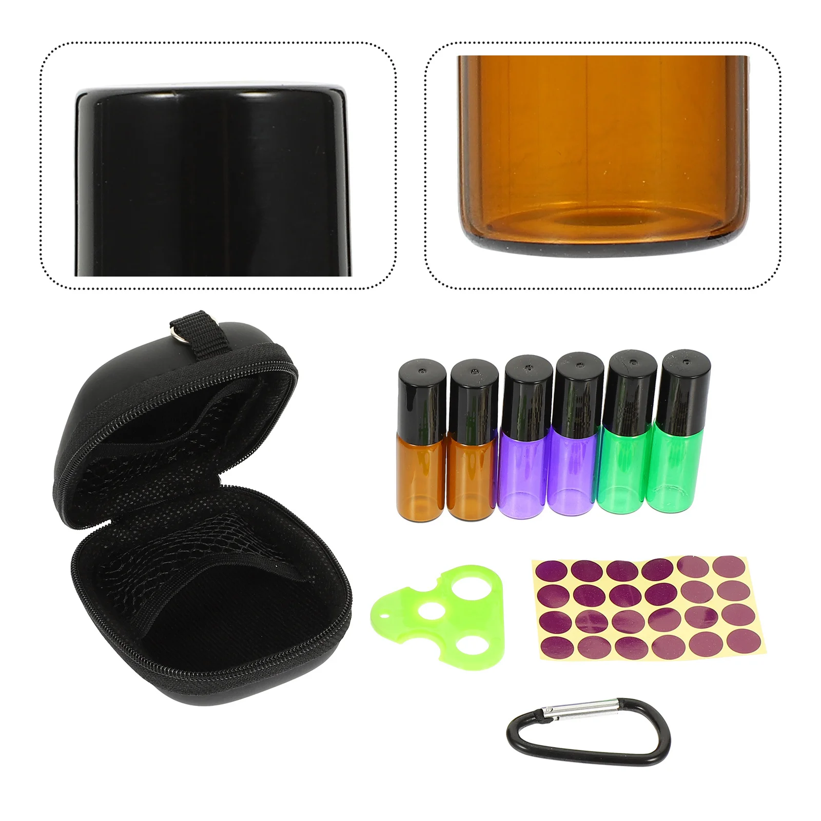 

1Set Essential Oil Bag Empty Roller Bottles Refillable Perfume Glass Roller Ball Bottles Travel Small Lotion