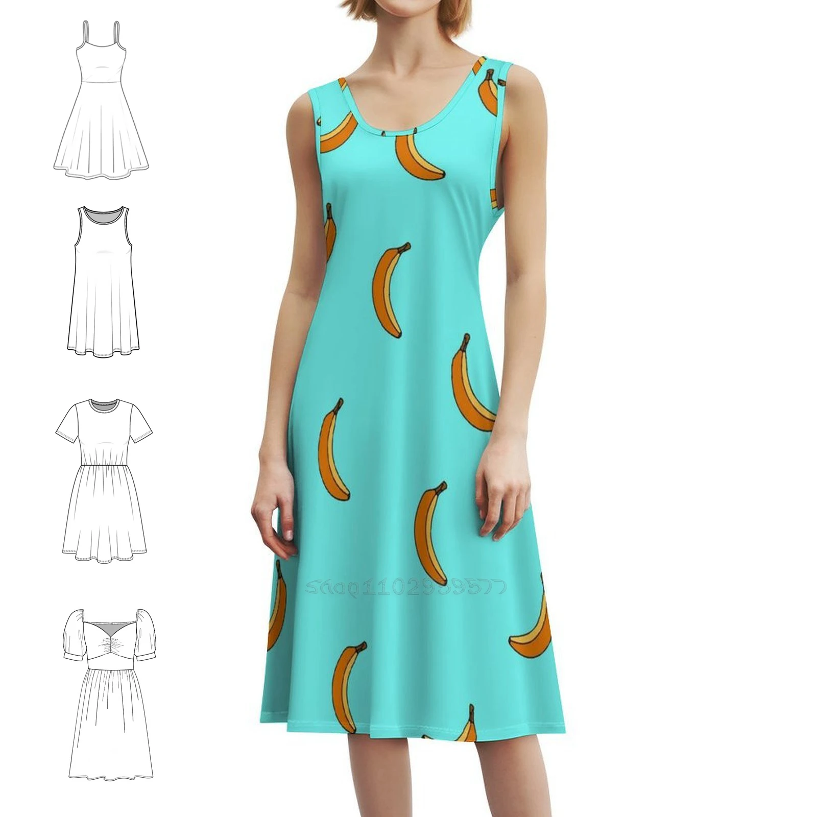 

Женское уличное платье в стиле хип-хоп с банановым узором, вечерняя клубная одежда с графическим принтом, милое женское платье с банановым узором цвета морской волны, синие фрукты