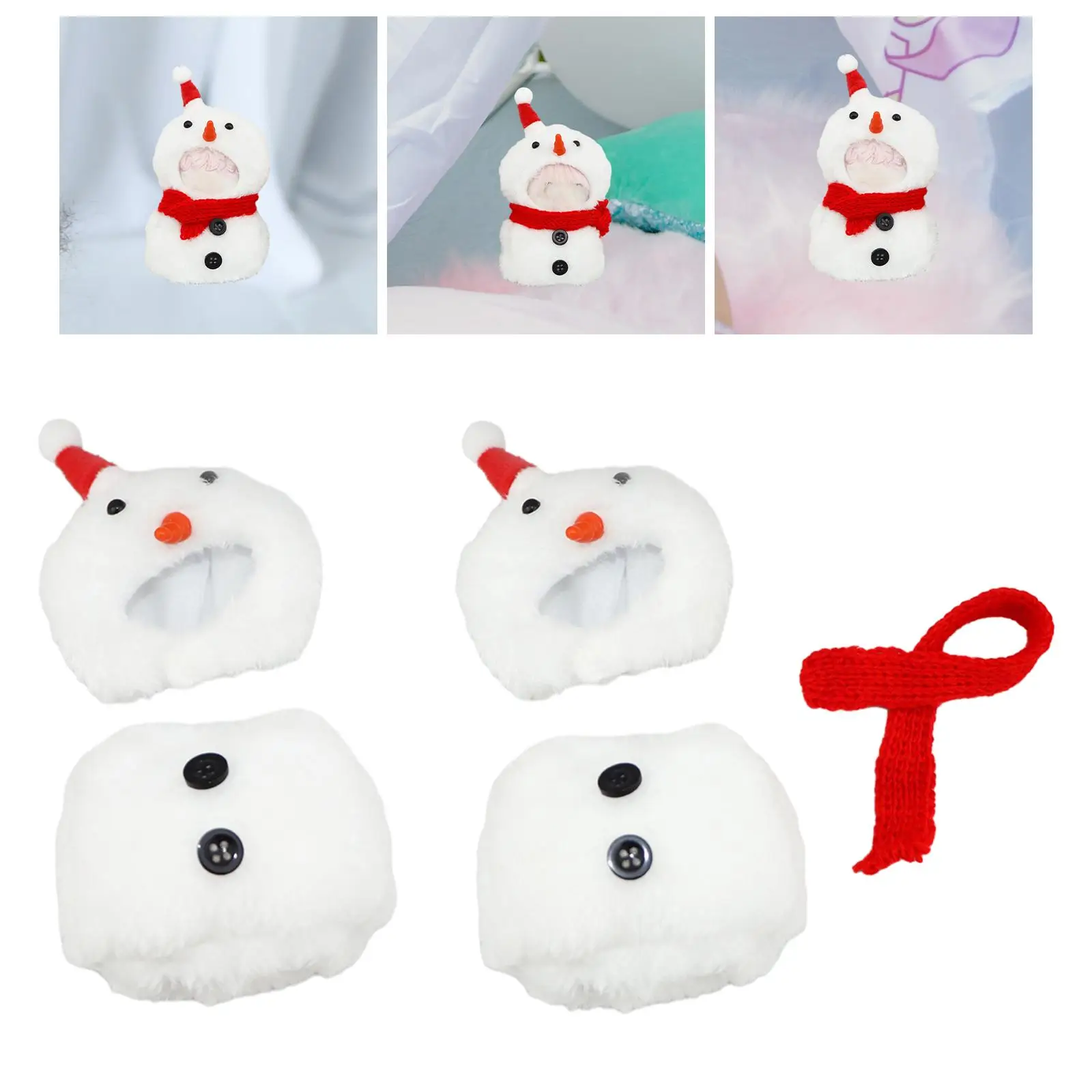 Cute Snowman Plush Doll Outfit 10cm Doll Body Clothes Handmade Costume Hat Scarf Set for 10cm Plushie Toys Collectibles