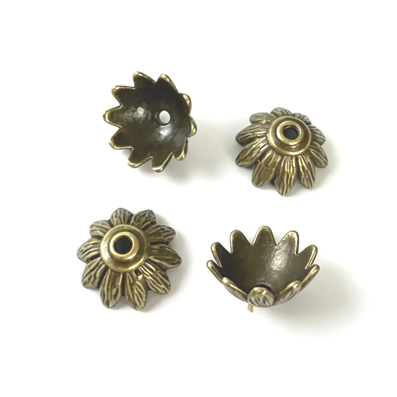 30pc 14x7mm  Antique Bronze Flower Bead Caps, Zinc Alloy Bead End Caps for Handmade Jewelry Craft h5314-b