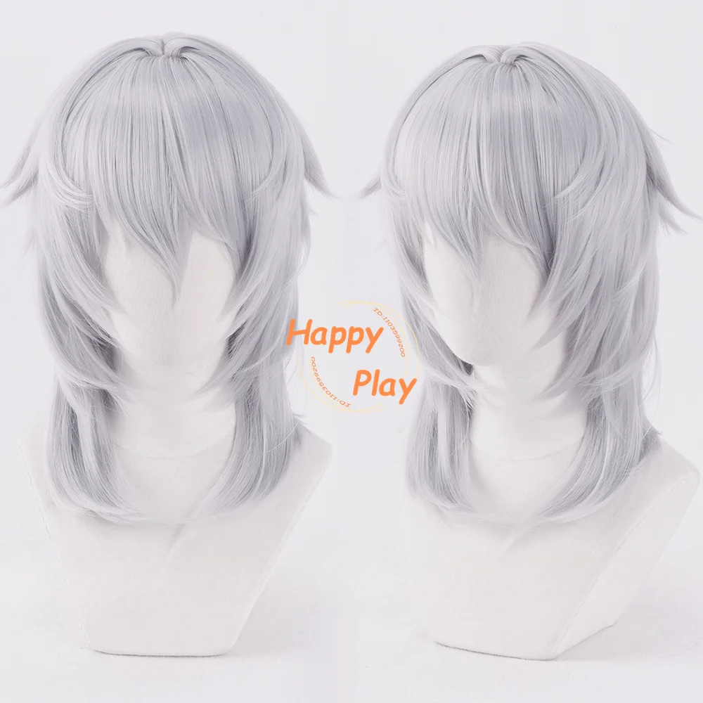 Game Themis Cosplay Wigs FFXIV Themis Long Silver Grey Scalp Women Men Anime Wigs Heat Resistant Synthetic Hair + Wig Cap