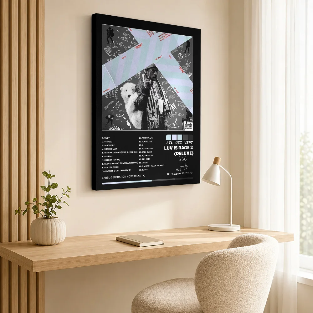 Lil Uzi Vert Luv Is Rage 2 Album Canvas Painting Poster Grunge Style Wall Art With Personalized Photo For Bedroom Ideal Fan Gift