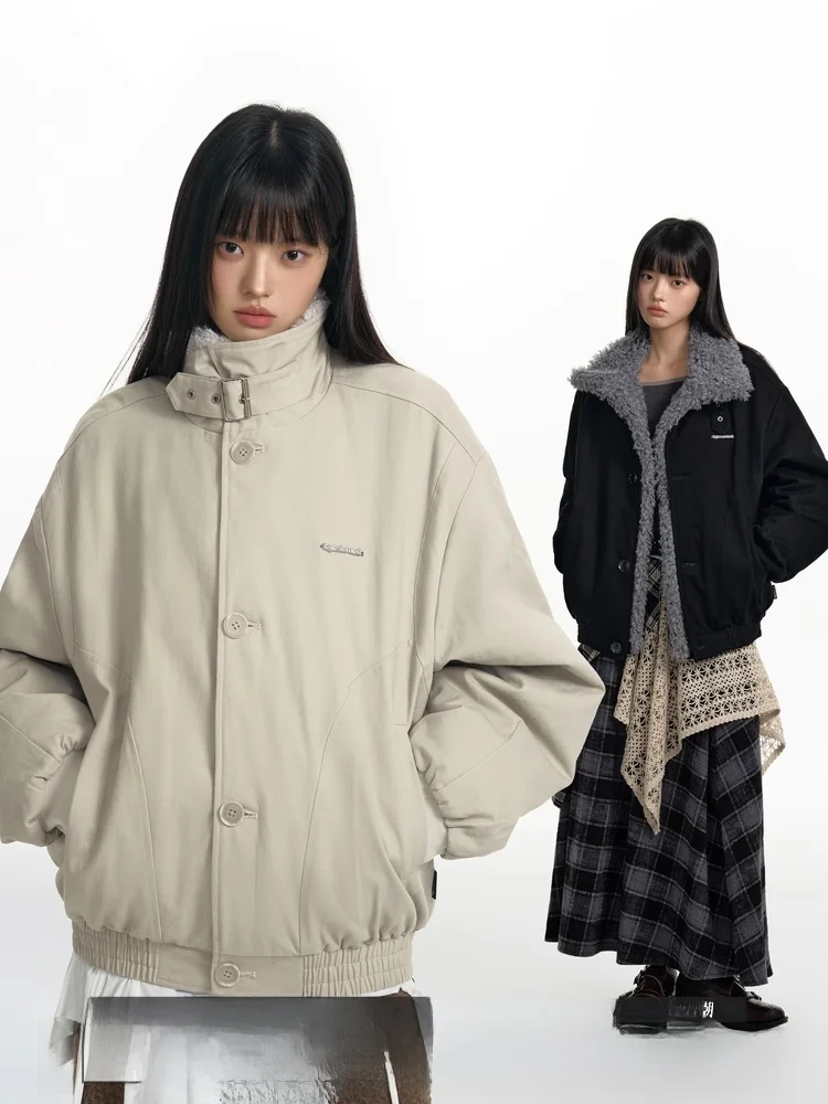 

TGNS женское джато с воротником из искусственного меха Thiened Fce, рабочая одежда с воротником-стойкой, хлопковое пальто на осень и зиму