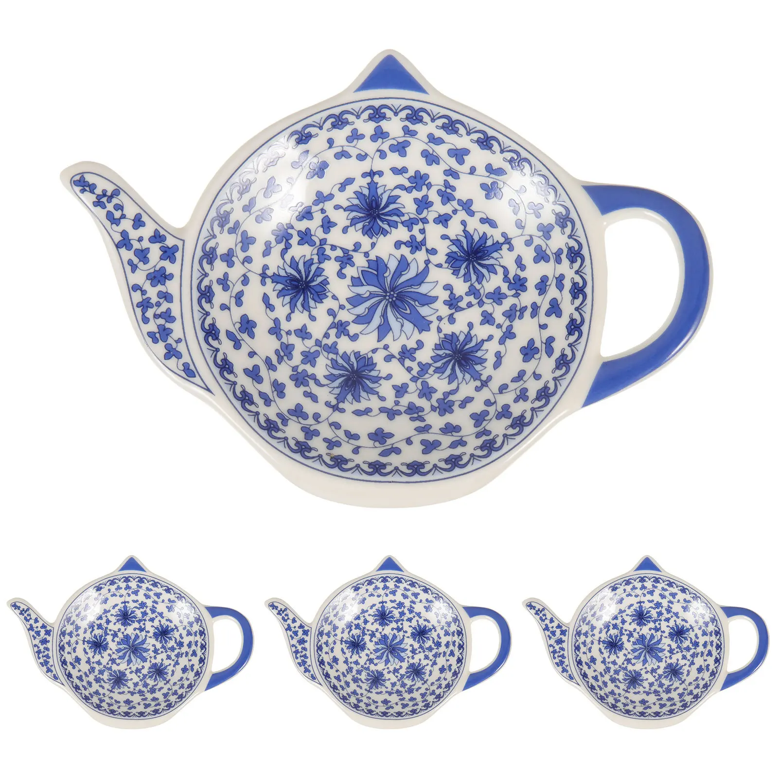 

4Pcs Teapot Ceramic Tea Bag Holder Multipurpose Small Dipping Dish Sauce Dish Snack Bowl Vintage Tea Accessories Table