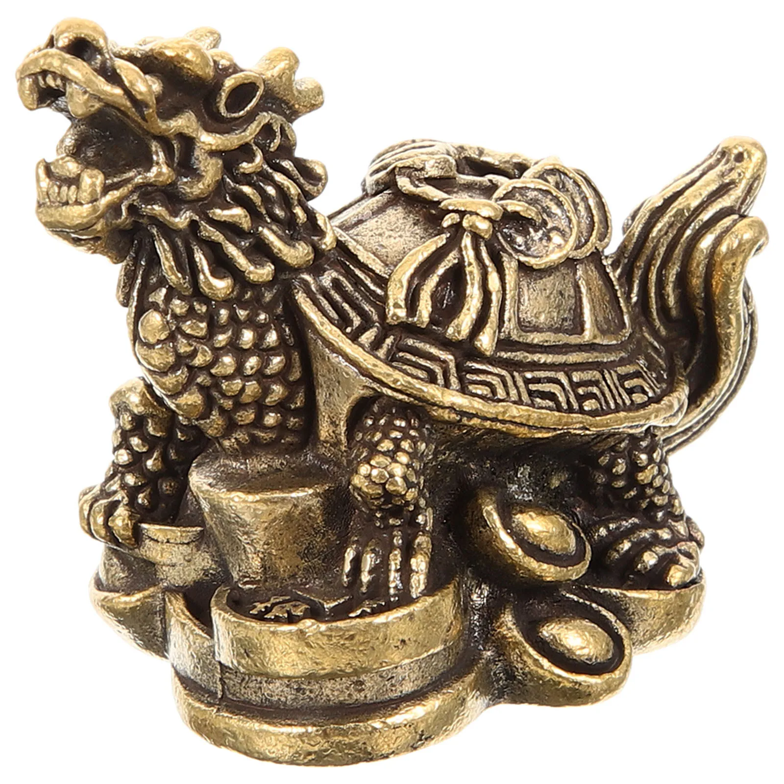 

Copper Dragon Turtle Statue Vintage Retro Desktop Small Metal Animal Ornament Indoor Tabletop Decorative Craft