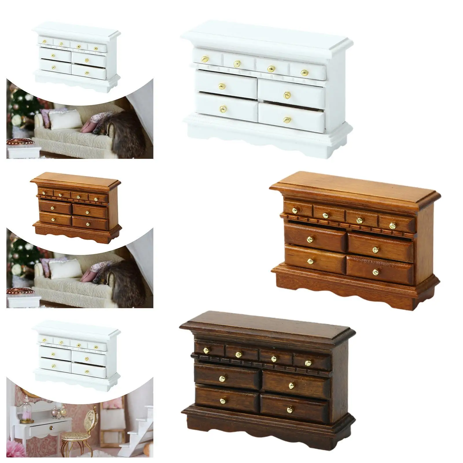 

1/12 Scale TV Cabinet Miniature TV Stand and Dresser for Living Room Bedroom