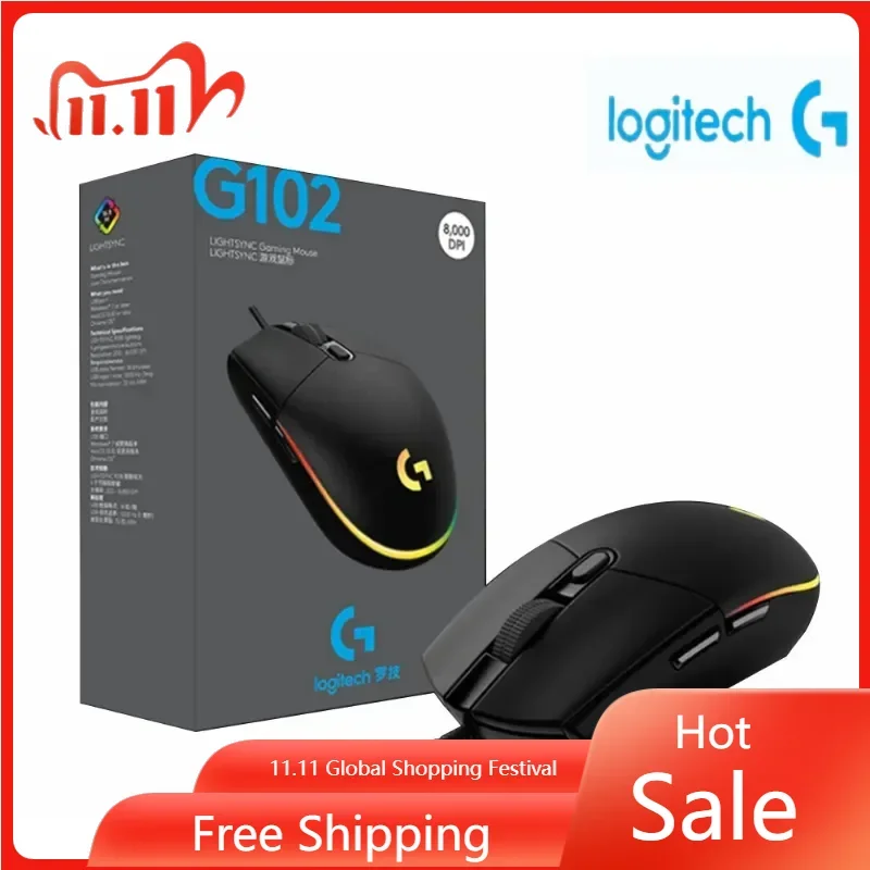 News Logitech G102 G304 Wired Gaming Mouse Gamer Blueteeth RGB USB PC Laptop Accessories Computer Ergonmic Mechanica Side Button