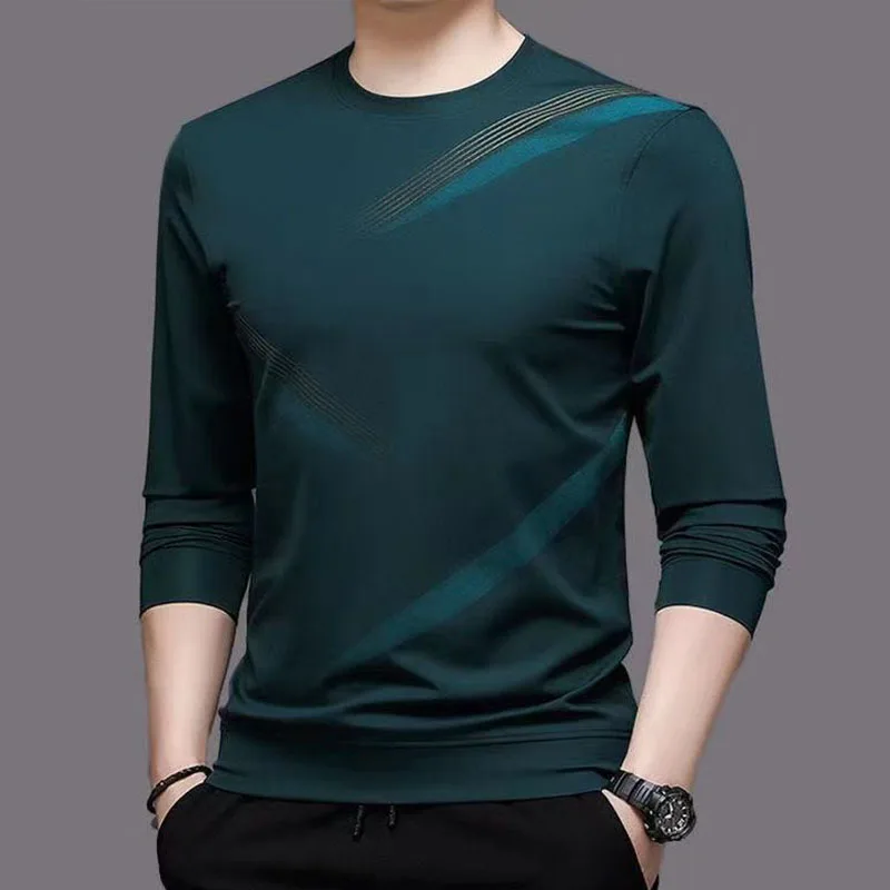 Streetwear Mode Männer Langarm T-Shirt Frühling Herbst Basic Business männliche Kleidung Trikot koreanischen Boden lose lässige Tops