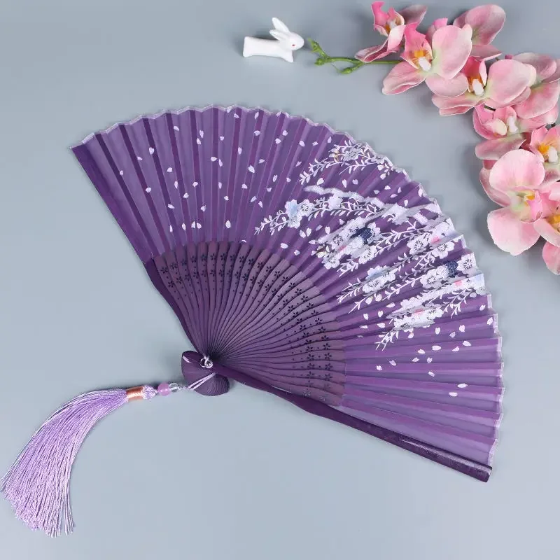 Vintage Chinese Style Portable Folding Fan Party Wedding Dance Hand Fans Summer Bamboo Craft Gift Room Decoration Ornaments New