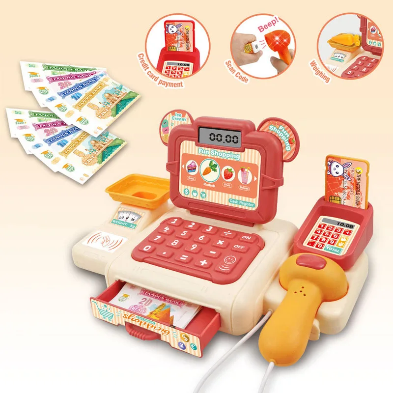 Моделирование мультфильма супермаркет кассовый аппарат игрушка серия бытовой техники детская игра домашняя ролевая игра мини-модель кассира