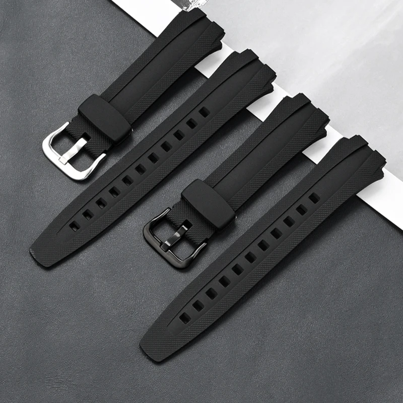 Strap For Casio AQ-160w AQ-161w AQ-163w Watch Band Men Black 17mm Resin TPU Waterproof Bracelet Replacement Watch Accessories