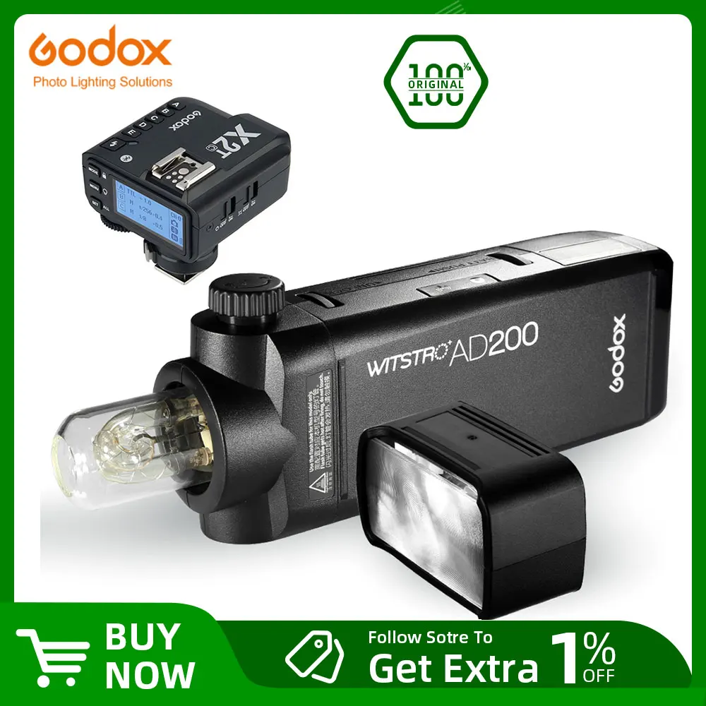 新品未使用　Godox FLASH AD200 Godox AD200 200Ws GN60 High Speed Sync Pocket Flash + Godox X2T-C