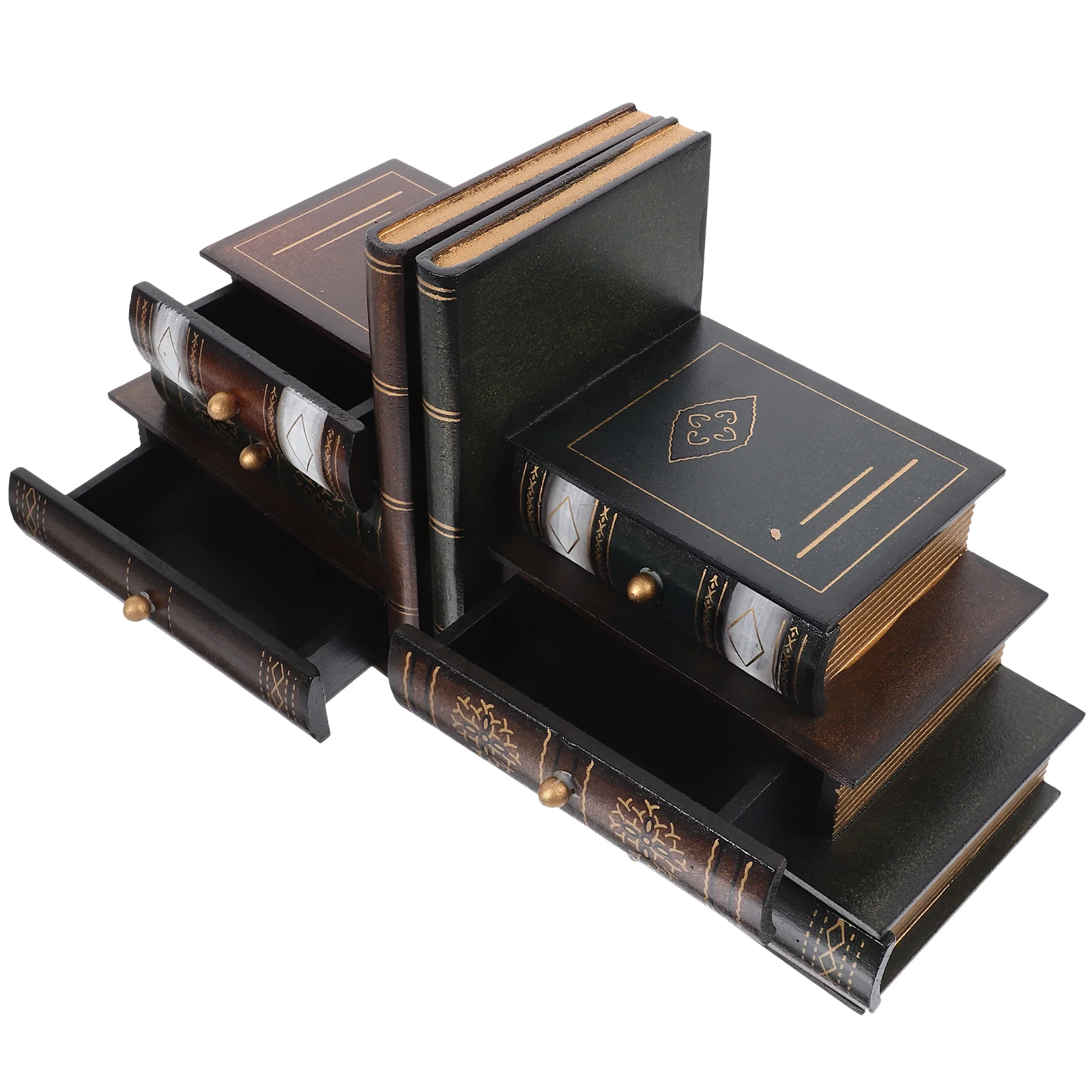 European Retro Bookends Shelf Stand Quirky Shape Container Style Wooden Decorative