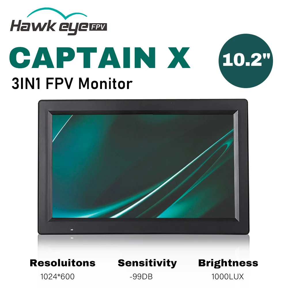 Hawkeye  Captain X 3IN1 FPV Monitor 1024*600 1000LUX 1.2G 3.3G 5.8G 240CH Auto Search with DVR FPV Monitor Dual Receivers