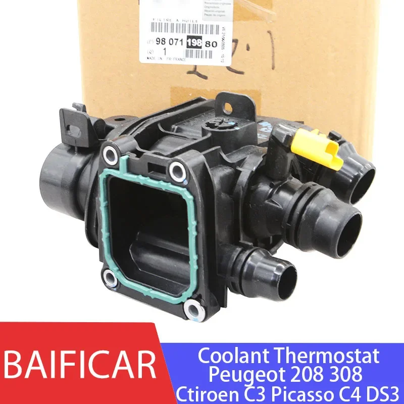 Baificar Brand New Coolant Thermostat Housing 9807198480 9807119880 For Peugeot 208 308 Ctiroen C3 Picasso C4 DS3 1.2