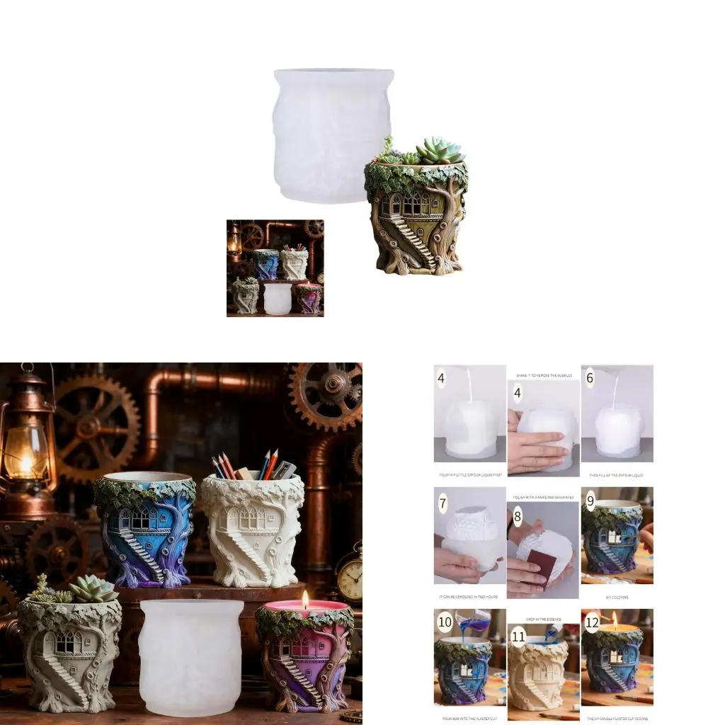 Multi Purpose Tree House Silicone Mold Jewelry Organizers Holder Resin Art Tool Handmade Resin Container