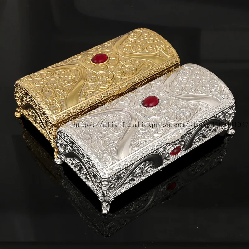 

Creative European-Style Metal Rectangular Home Jewelry Box High-End Birthday And Wedding Gift Box Storage Box