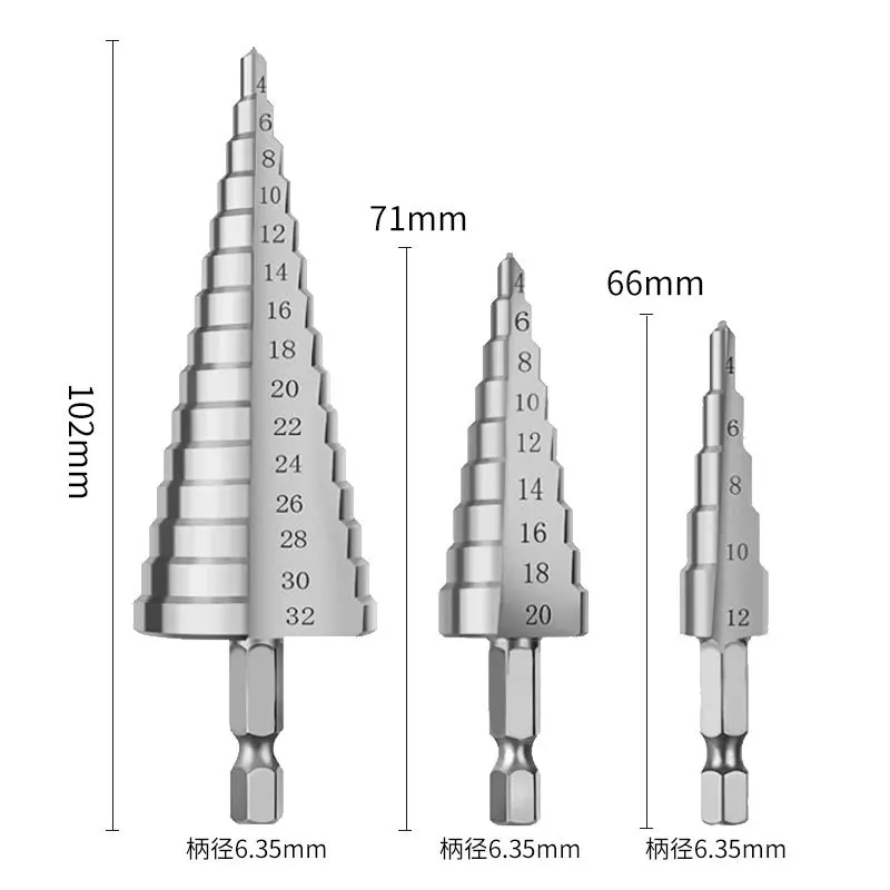 Bohr werkzeug mit Sechs kant gewinde kern, Turmbohrer-Spiralnut mit gerader Nut, Metall bohrer mit gerader Nut, 4-1/8-1/8-32mm