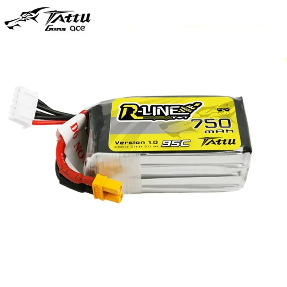 Tattu R-Line 1.0 LiPo 750mAh 11.1V 14.8V 95C 3S 4S1P Lipo Battery Pack With XT30 Plug for RC FPV Racing Drone Quadcopter