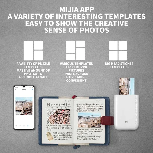 Imagen 2 del producto Xiaomi-impresora AR de 300dpi, Mini impresora de fotos portátil de bolsillo con bricolaje Share, impresora de imágenes de 500mAh, funciona con la aplicación Mihome