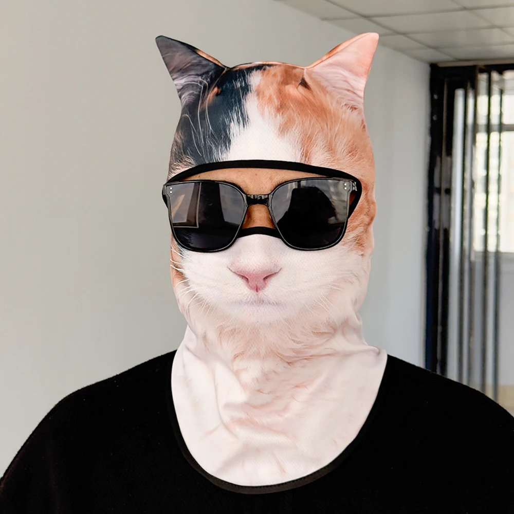 

3D cat pattern spring-summer full face & neck sun mask, breathable quick-dry, for camping, hiking, mountaineering, cycling