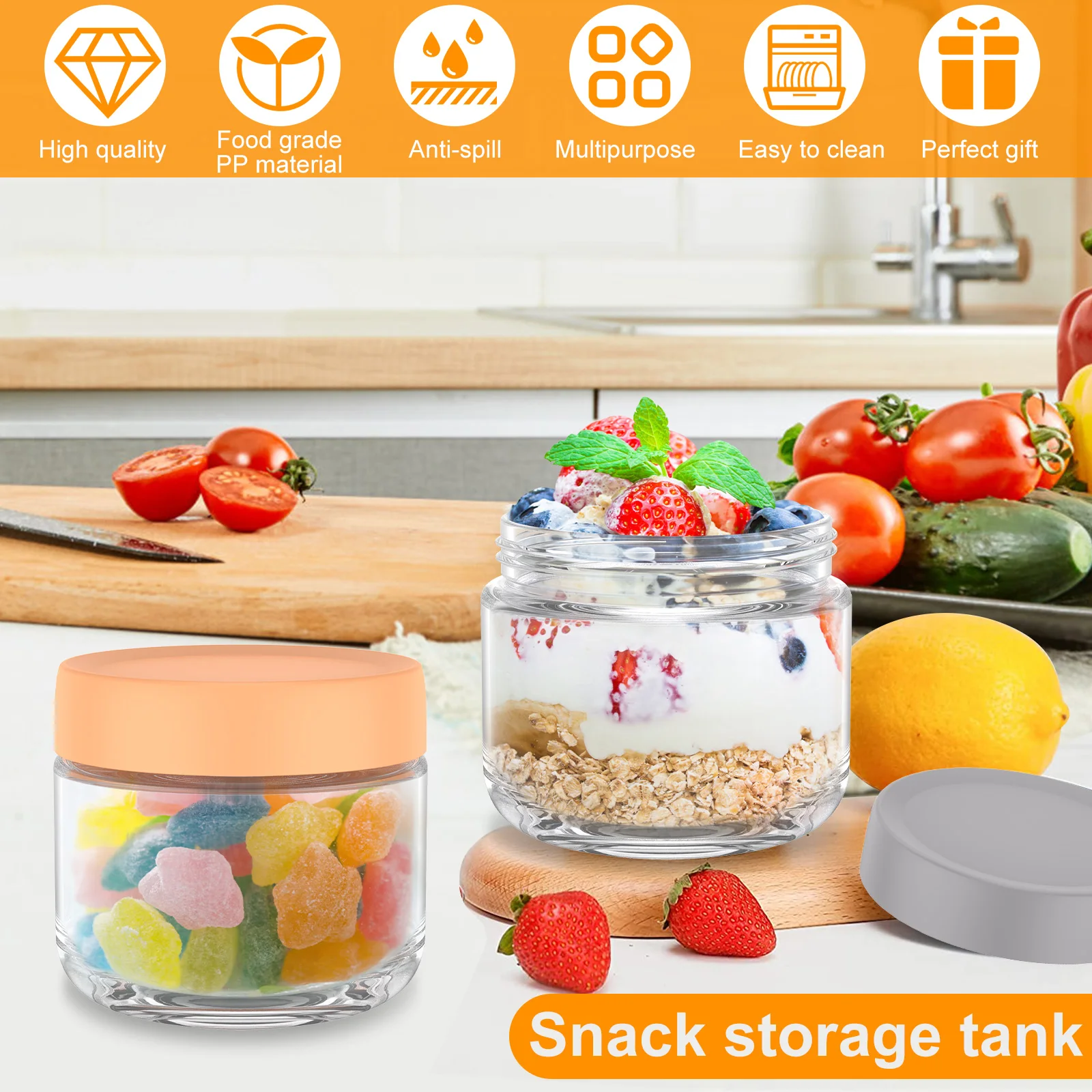 3/500ML Overnight Oats Jars Milk Fruit Salad Food Storage Container Glass Breakfast Cup Mason Jars Kid Water Bottle Kitchen Item