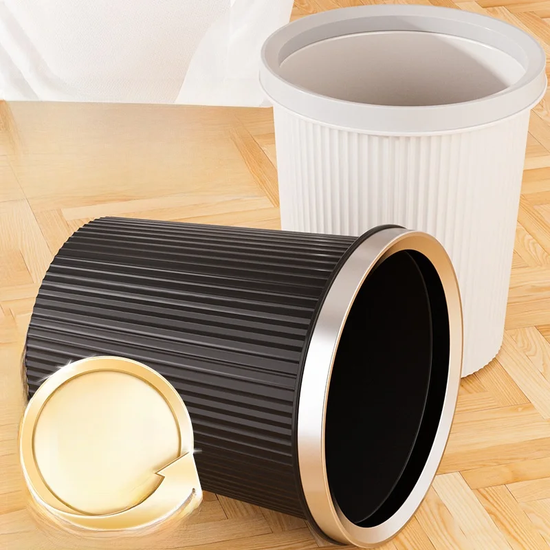 

2025 New Thiened Striped Large Capaci Tra Can for Kitchen Living Room Office Batoom Indoor Use Home Cleaning Tool