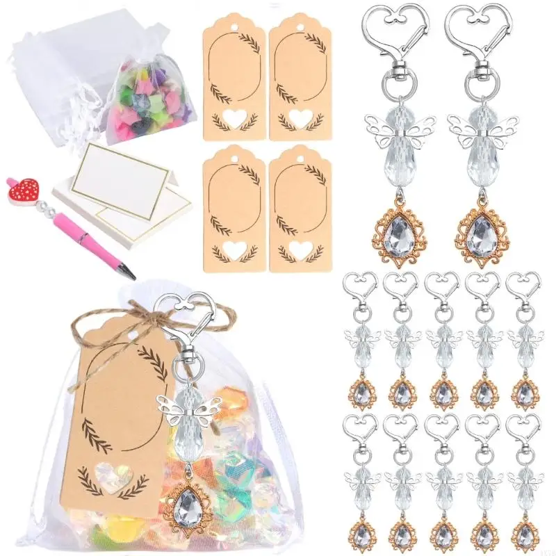 4X7B 30Pieces Angelic Keychains with Thank You Card and Organza Bags for Wedding, Baby Showers or Baptisms Party