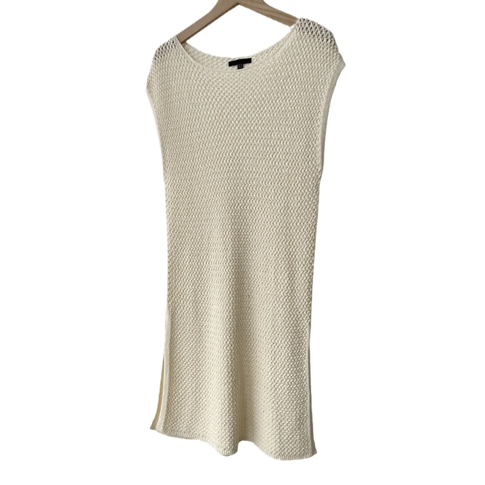 سترة نسائية صيفية جديدة محبوكة بفتحة جانبية مجوفة متوسطة وطويلة الأكمام 16A #5