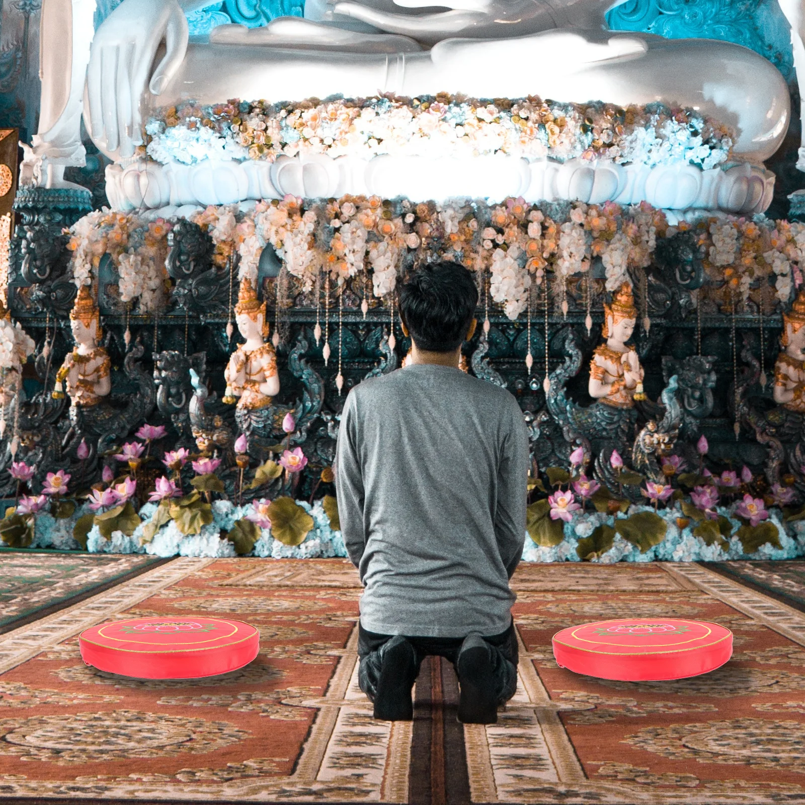 

1Pcs Meditation Cushion Lotus Printing Comfortable Seat Cushion for Home Office Religious Chanting Supply