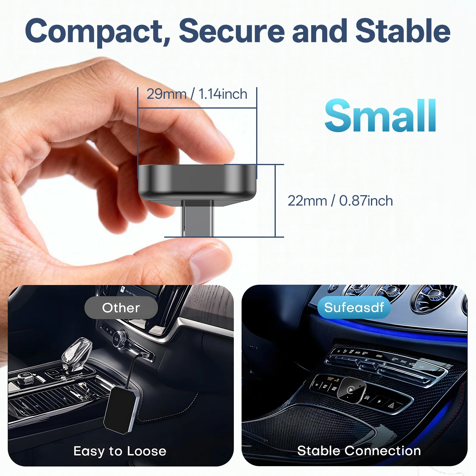 USB C Wireless CarPlay & Android Auto Adapter, Wired to Wireless Dongle，Compatible with iPhone & Android Smartphones.