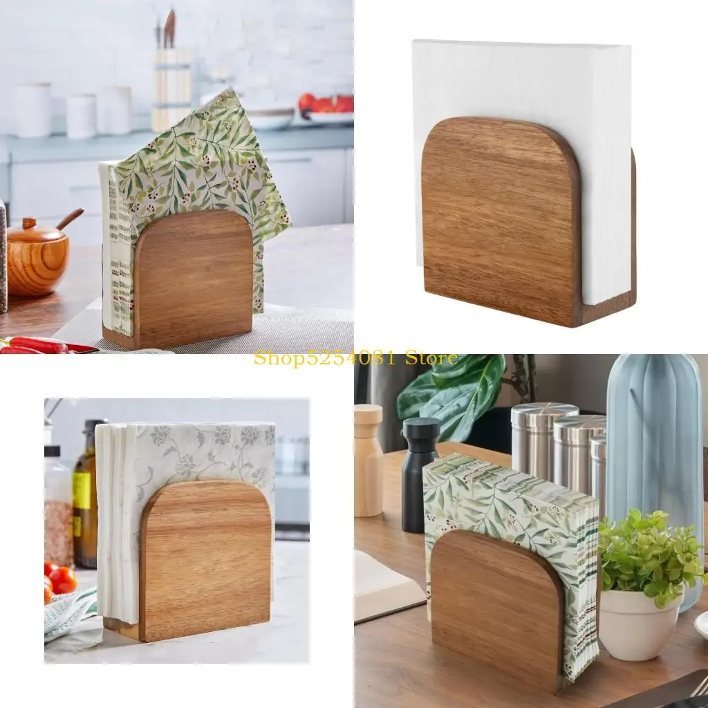 AXYC Elegant Acacias Wooden Tissue Box Stand Paper Napkin Dispenser For Dining Table