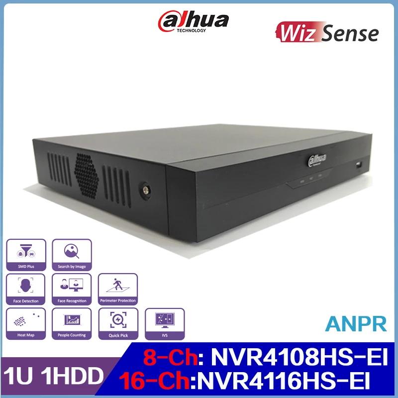 

Dahua 8/16CH Compact 1U 1HDD WizSense Network Video Recorder NVR4108HS-EI & NVR4116HS-EI, Support Face Detection and Recognition