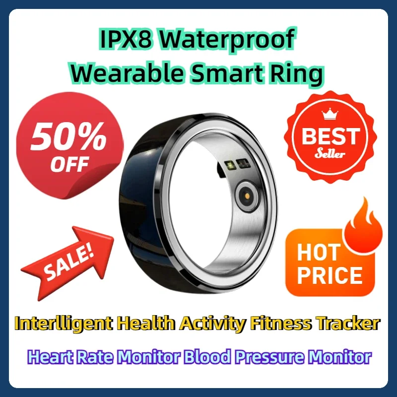 

IPX8 Waterproof Wearable Ring Smart Ring Interlligent Health Activity Fitness Tracker Heart Rate Monitor Blood Pressure Monitor