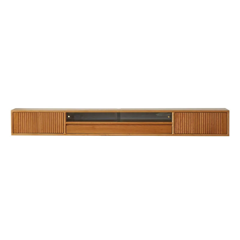 

All solid wood suspended TV cabinet, living room small apartment wall-mounted suspended TV cabinet bedroom