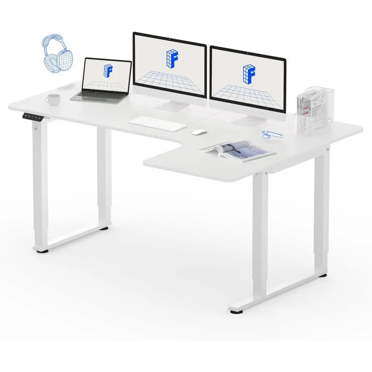 Dual Motor L Shaped Standing Desk 4 Legs Corner