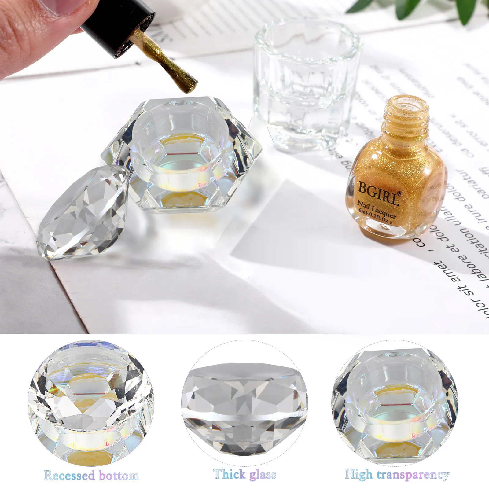 

Стеклянная банка из хрустального стекла в форме бриллианта с герметичной крышкой и широким горлышком для хранения лака для ногтей, блеска для губ, крема для лица, косметики, портативная мини-упаковка