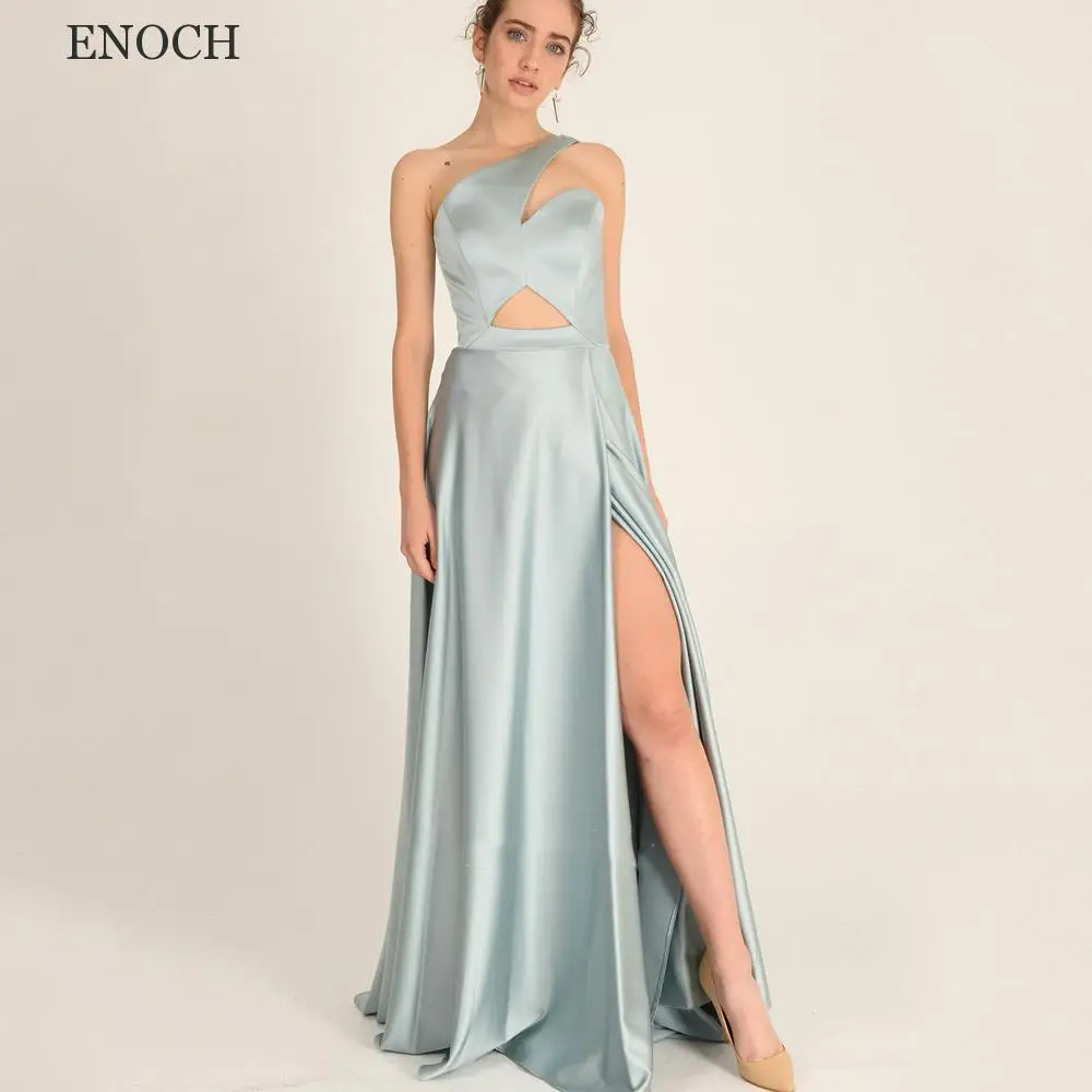 ENOCH-Vestidos De Noche modernos con abertura lateral, vestidos formales De satén sin mangas con espalda abierta, vestidos De noche hechos a medida