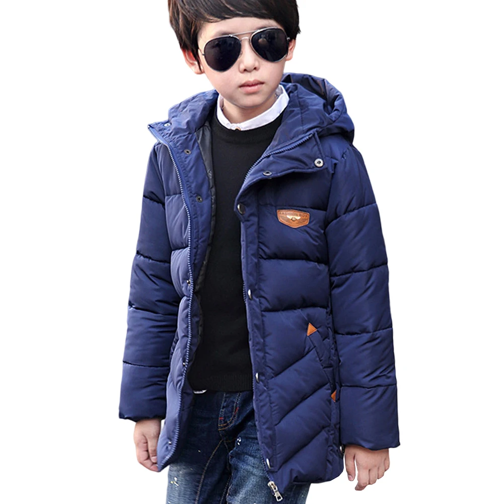 

Boys Parkas for Winter Thick Warm Down Jacket Hooded Zipper Windproof Children's Coat with Padded Quilted Jacket Outerwear