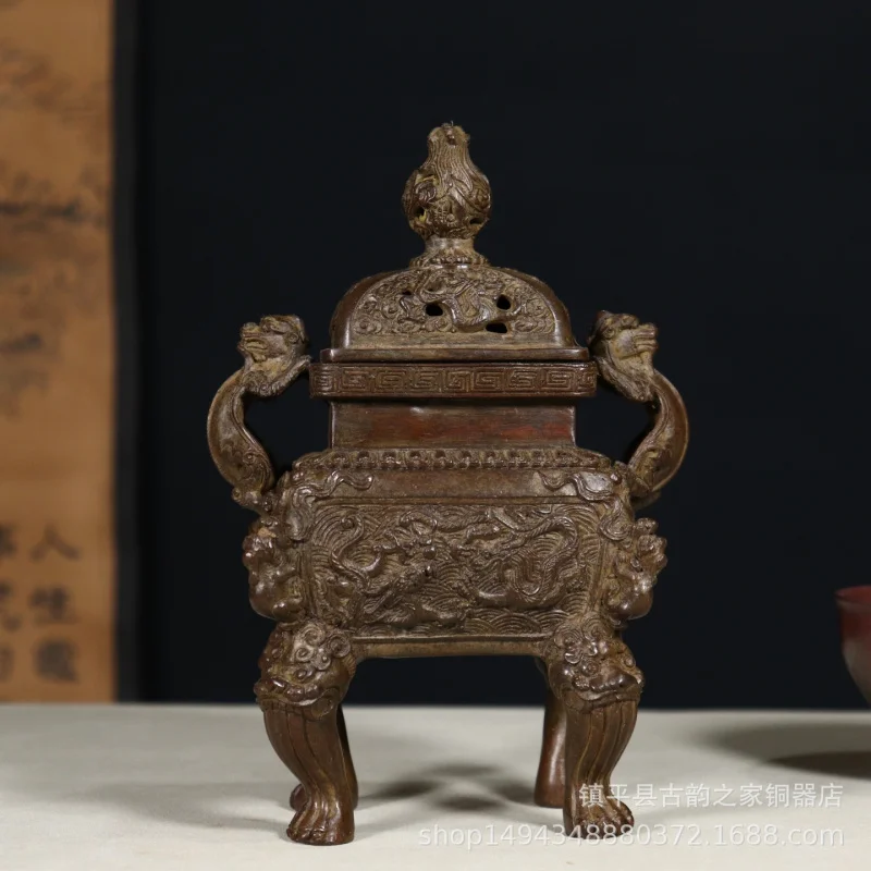 Pure Copper Double Chishi Ear Three-Layer Stove Incense Burner Office Living Room Shop Desktop Decoration Ornament