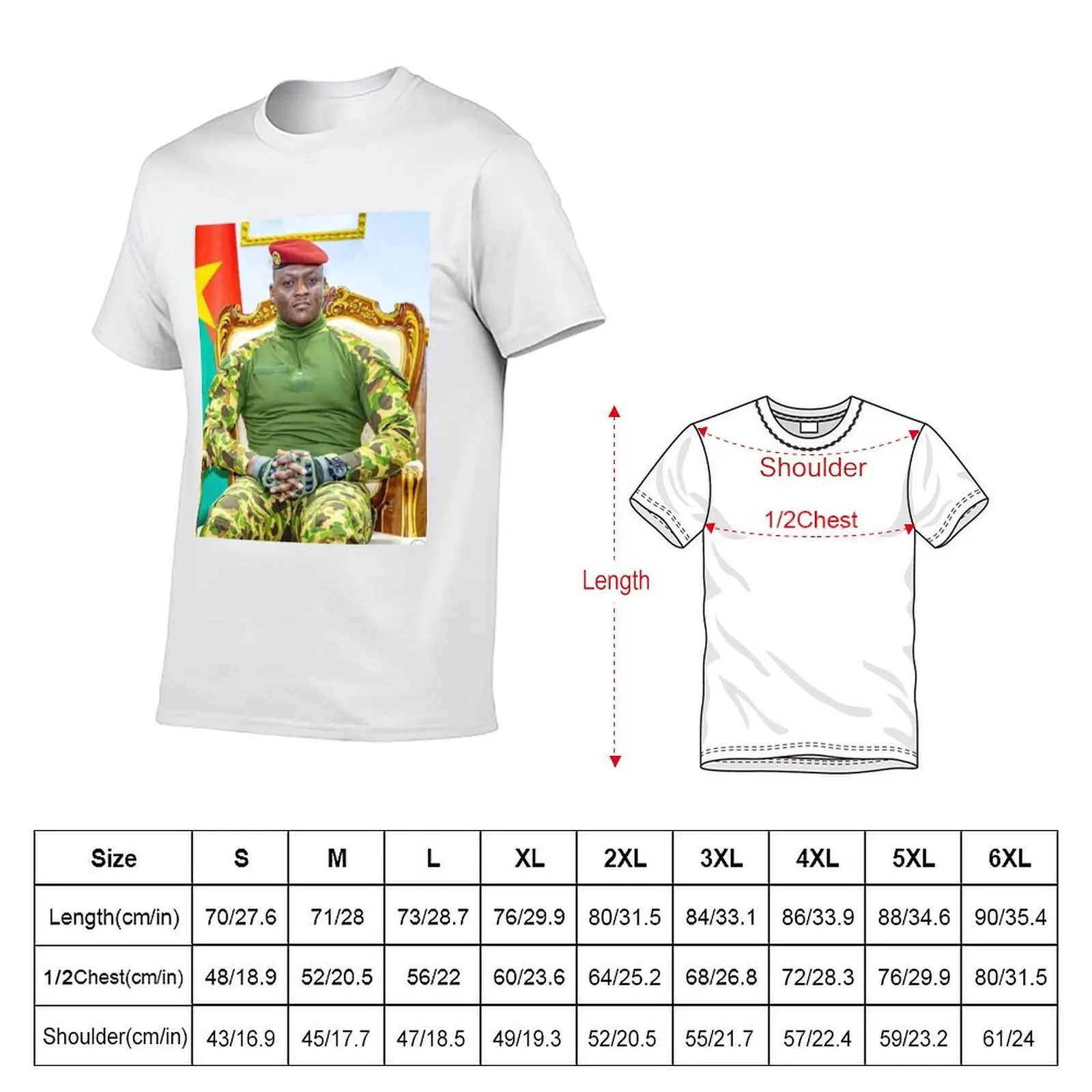 Captain Ibrahim Traoré: Burkina Faso President T-Shirt man t shirts graphic men t shirt cotton 100% T-Shirt