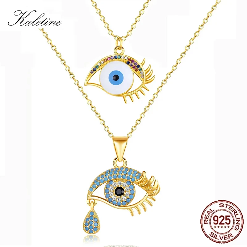

KALETINE Evil Eye Blue CZ Enamel Pendant Diy Goth Choker Necklace Bracelet Accessories Jewelry Making Turkish Chains