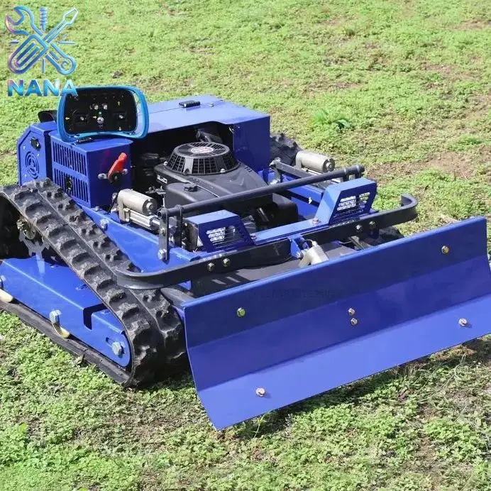 Customized tracked industrial remote control robot with snow shovel lawn mower, cutting width 550mm lawn mower