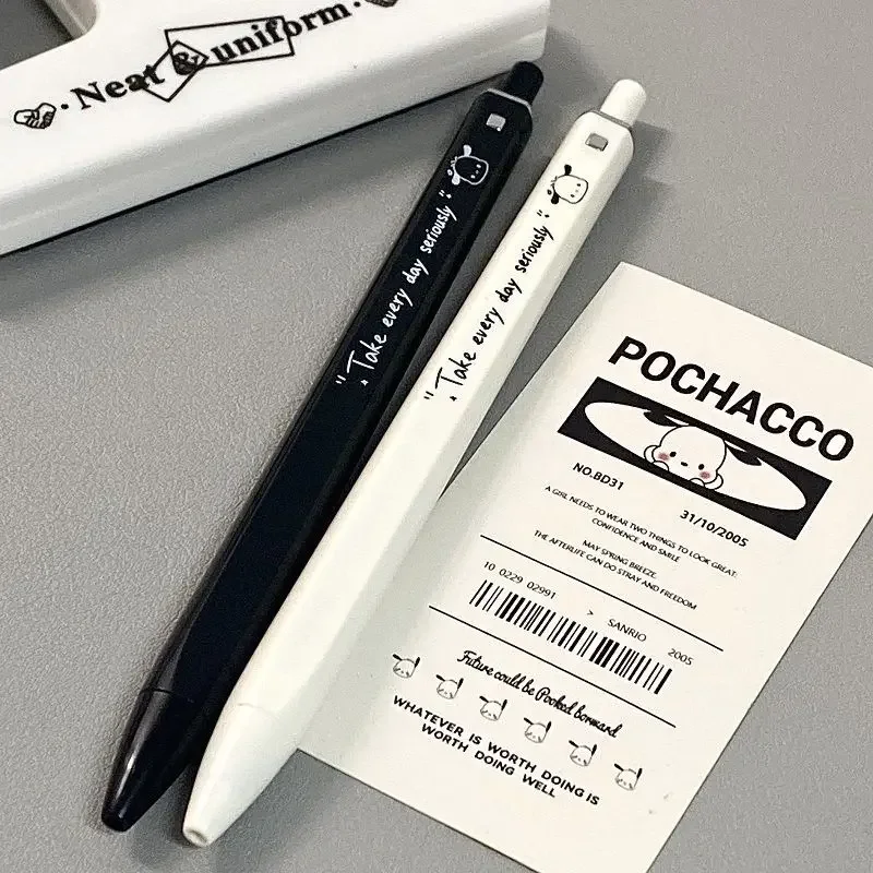 Sanrio Pochacco Cartoon Imprensa Gel Pen, Assinatura Ferramenta de Escrita, Papelaria Kawaii Estudante, Canetas Neutras, Material de Escritório,