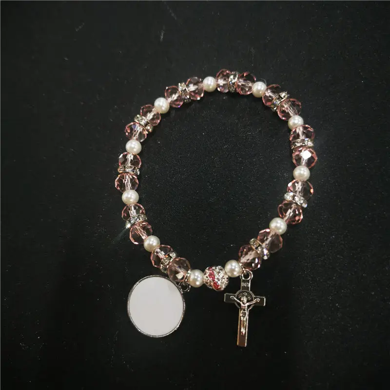 

sublimation blank bead cross bracelets hot transfer printing bracelet jewelry diy consumables 20pcs/lot