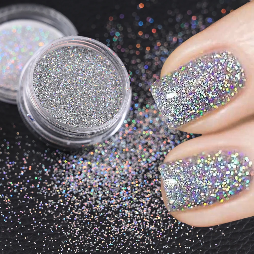 24Pcs 0.2mm Extra Fine Holographic Nail Powder Laser Shiny Gold Silver Chrome Pigment Rubbing Dust UV Gel Polish Decoration