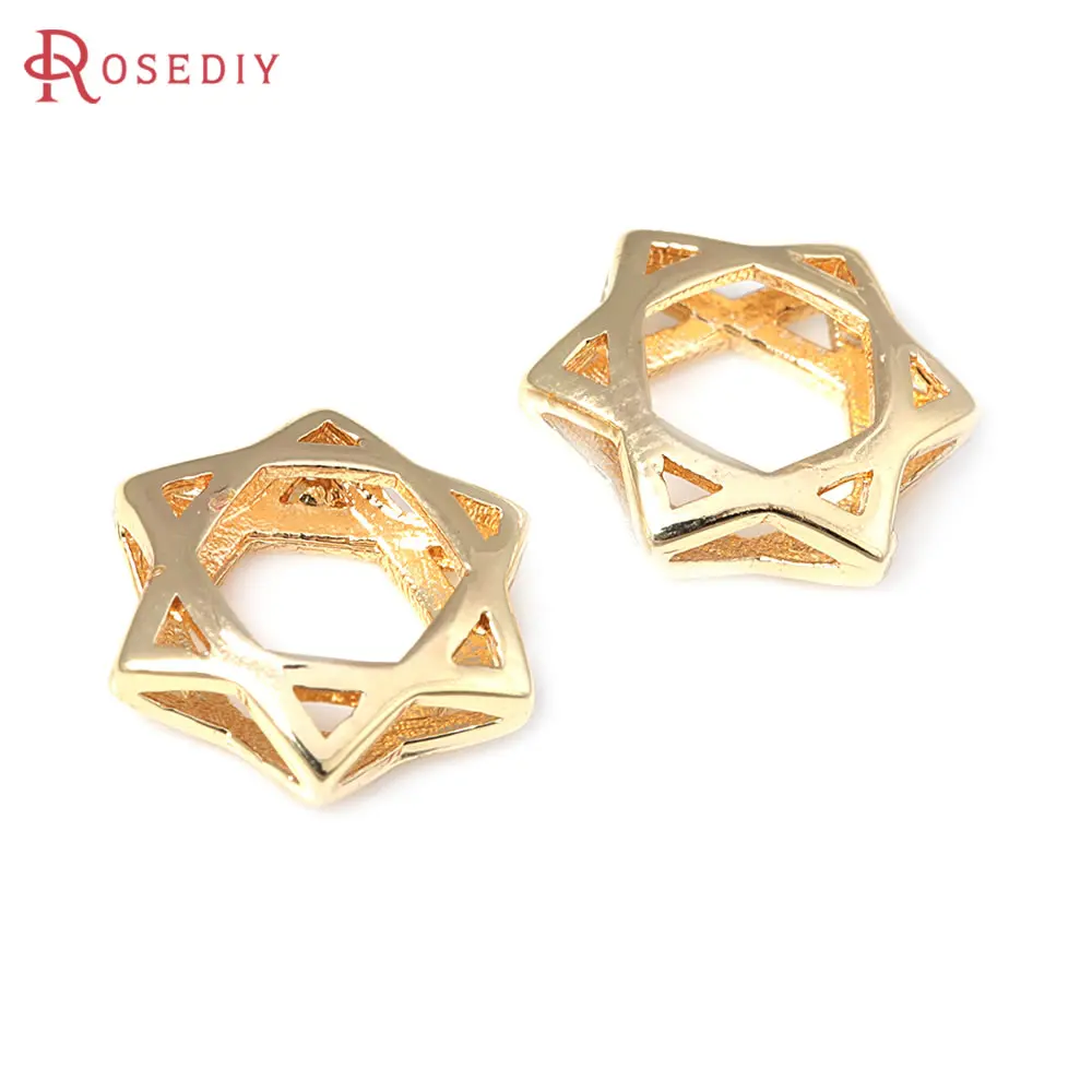 10PCS 18K Gold Color Brass Hollow Star Charms Pendants High Quality Diy Jewelry Making Necklace Earrings Accessories for Women