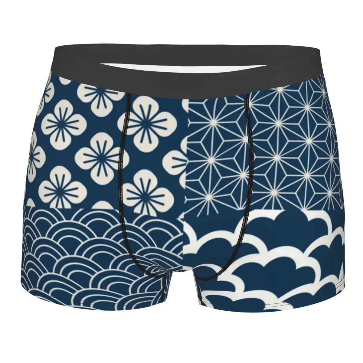 

Пользовательские японские трусы-боксеры индиго, мужские трусы с узором кимоно, нижнее белье, модные трусы