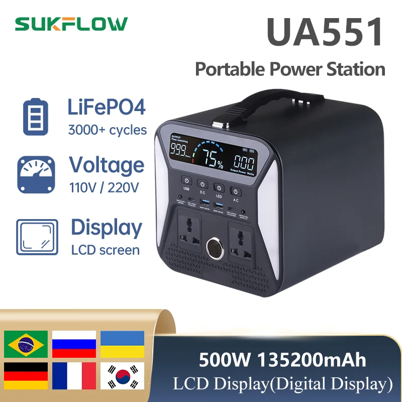 500W LiFePO4 Battery camping equipment Home RV Camping Traveling Emergency power stations portable